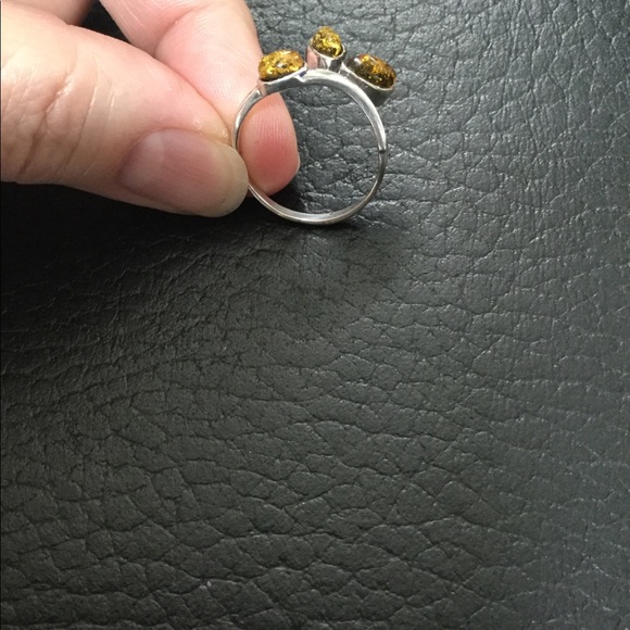 🍃Natural Yellow Amber SS Ring🍃 - Picture 5 of 7